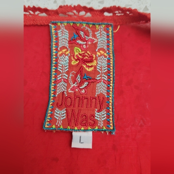 Johnny Was Red Lace Women's Blouse | Size Large - Picture 5 of 6